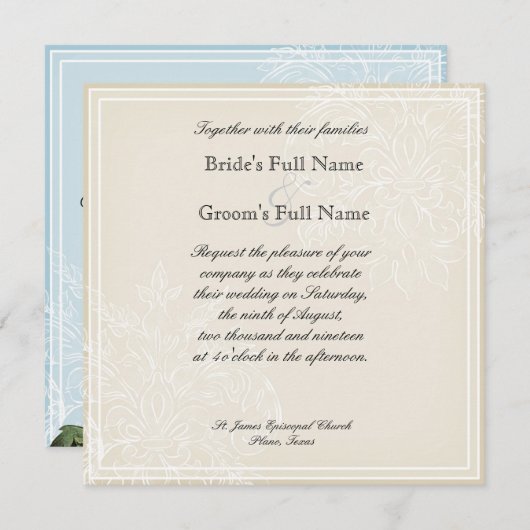 Morning Glory Hydrangea Faire-part de mariage - Aq (Devant / Derrière)