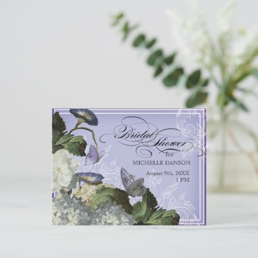 Morning Glory Hydrangea - Vrijgezellenfeest Briefk Uitnodiging Briefkaart (Staand voorkant)