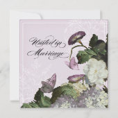 Morning Glory Hydrangea Wedding Invitation - Lila Kaart (Achterkant)