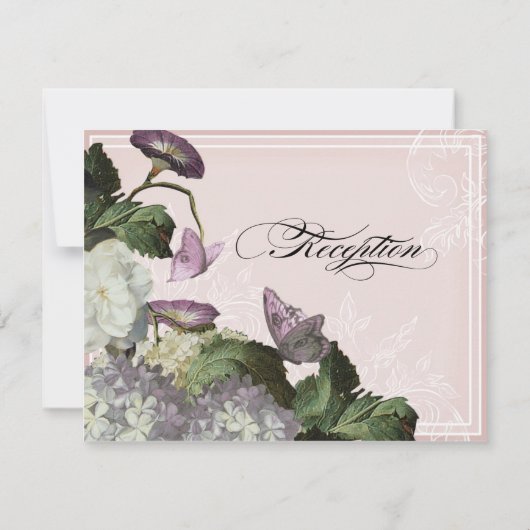 Morning Glory Hydrangea Wedding Reception nodigt u Kaart (Achterkant)
