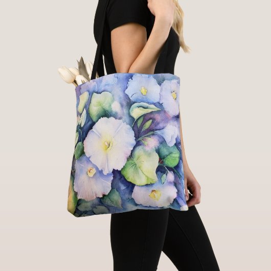 Morning Glory in Shades of Blue Canvas tas (Dichtbij)