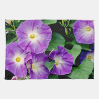 Morning Glory - Purple Flowers Green Leaves Theedoek