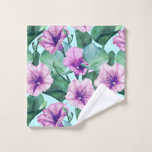 Morning Glory Retro Bloemen Patroon Bad Handdoek (Wasdoekje)