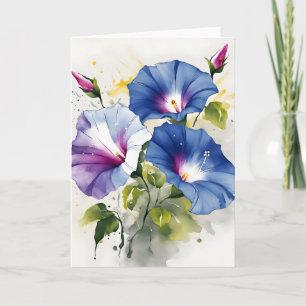 Morning Glory - Waterverf bloemen Kaart
