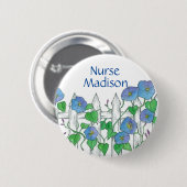 Morning Glory Waterverf Bloemen Nurse Naam Tag Ronde Button 5,7 Cm (Voorkant /achterkant)