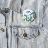 Morning Glory Waterverf Bloemen Nurse Naam Tag Ronde Button 5,7 Cm (In situ)