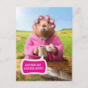 Morning Groundhog met ontbijtdonut en koffie Briefkaart