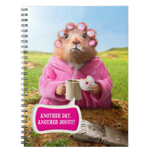 Morning Groundhog met ontbijtdonut en koffie Notitieboek
