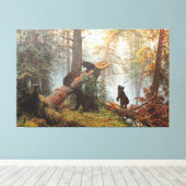 Morning in een dennenbos canvas afdruk (Insitu (Houten vloer))