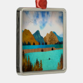 Morning Lake Rower Metalen Ornament (Rechts)