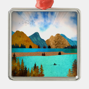 Morning Lake Rower Metalen Ornament