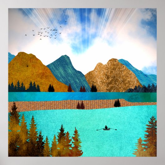 Morning Lake Rower Poster (Voorkant)