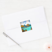 Morning Lake Rower Vierkante Sticker (Envelop)