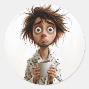 Morning Madness: koffie eerst, vragen later Ronde Sticker