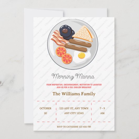 Morning Manna Fellowship Breakfast Invitation Kaart (Voorkant)