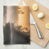 Morning Mist op de rivier in de Pines Theedoek (Quarter Fold)