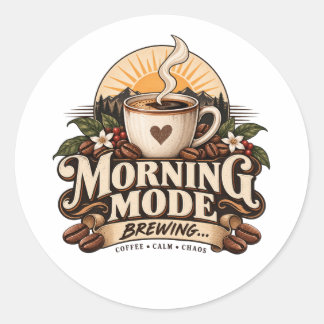 Morning Mode Koffie Brouwen Koffieliefhebber Vinta Ronde Sticker