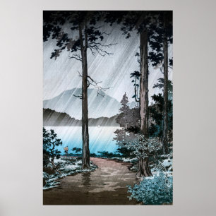 Morning Rain bij Lake Hakone door Tsuchiya Koitsu Poster