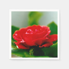 Morning red Rose bedekt met dauwdruppels Napkins Servet
