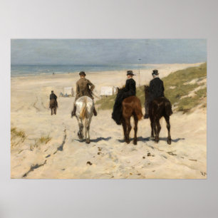 Morning Ride langs het strand, 1876 door Anton Mau Poster