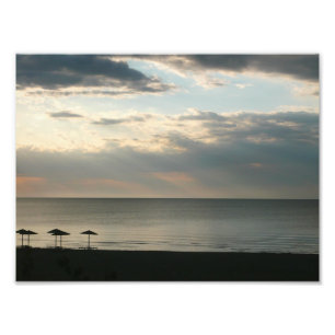 Morning sky over strand in de Griekse Natuur Foto Afdruk