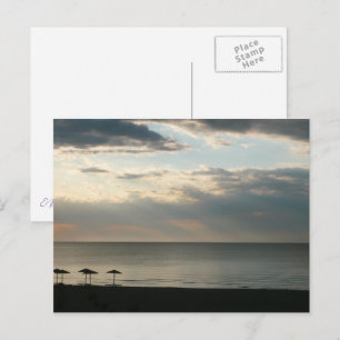 Morning sky over strand in Griekenland Foto Briefkaart