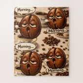 Morning, sleepy coffee bean funny relatable jigsaw legpuzzel (Verticaal)
