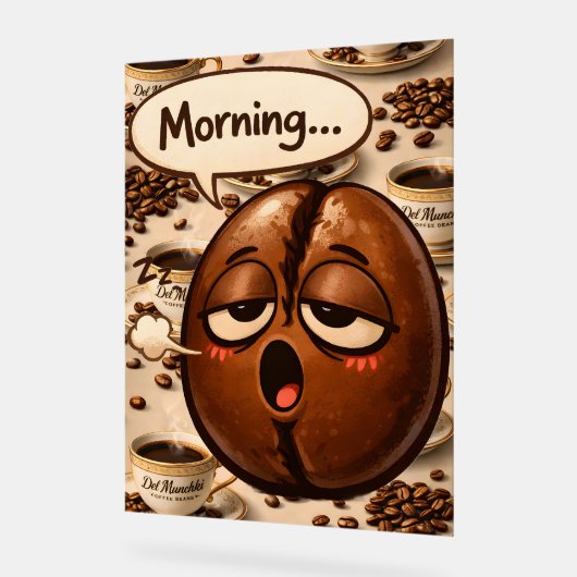 Morning, sleepy coffee bean funny relatable medium (Angle)