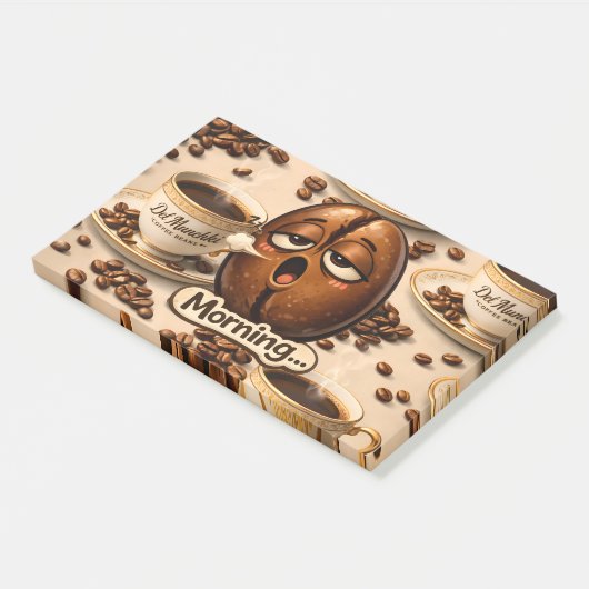 Morning, sleepy coffee bean funny relatable post post-it® notes (Schuin)