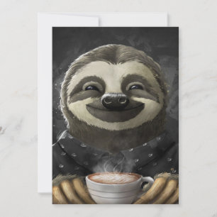 Morning Sloth Coffee Black Feestdagenkaart