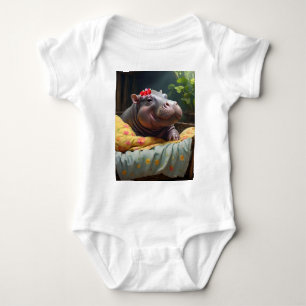 Morning Snuggles: Baby Hippo ontwaakt in een mand, Romper