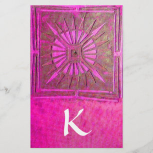 MORNING STAR MONOGRAM, roze fuchsia wit Briefpapier