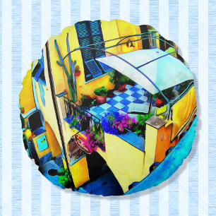 Morning View from a Cinque Terre Balcony Rond Kussen