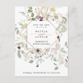 Morning Wildflower | Geometrisch sparen de Datum Aankondigingskaart (Voorkant)