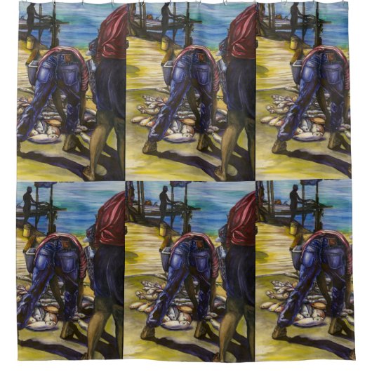 Morning's Catch, Harbour Island, Bahamas Douchegordijn (Voorkant)