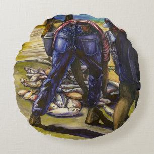 Morning's Vangst, Harbor Island Rond Kussen