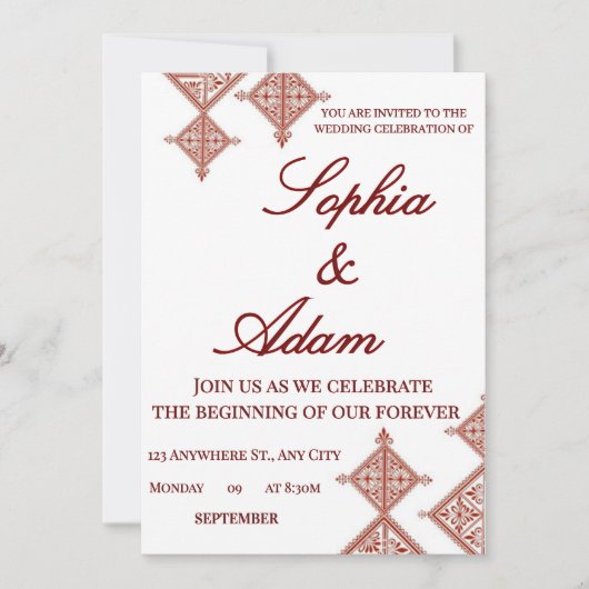 Moroccan Berber Pattern Wedding Invitation (Devant)
