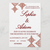 Moroccan Berber Pattern Wedding Invitation Kaart (Voorkant)