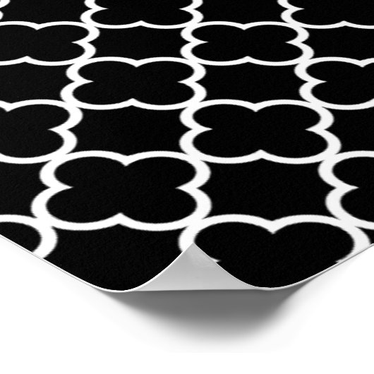 Moroccan Black White Quatrefoil Pattern Poster (Hoek)