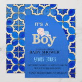 Moroccan boy baby shower Invitation (Devant / Derrière)