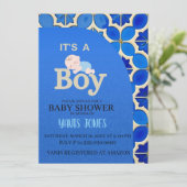 Moroccan boy baby shower Invitation Kaart (Staand voorkant)