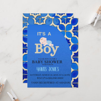 Moroccan boy baby shower Invitation Kaart