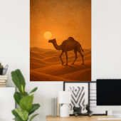 Moroccan Desert Camel Sunset Poster (Bureau à domicile)
