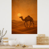 Moroccan Desert Camel Sunset Poster (Keuken)
