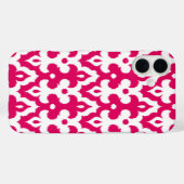 Moroccan Ikat Damask Pattern, Fuchsia Pink & White Case-Mate iPhone Case (Achterkant (horizontaal))
