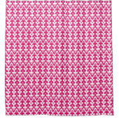 Moroccan Ikat Damask Pattern, Fuchsia Pink & White Douchegordijn (Voorkant)