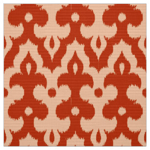 Moroccan Ikat Damask Pattern, Mandarijns Oranje Stof