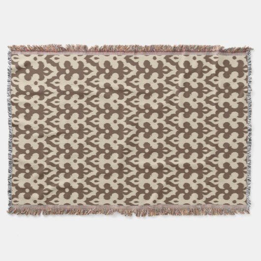 Moroccan Ikat Damask Pattern, Taupe en Beige Deken (Voorkant)