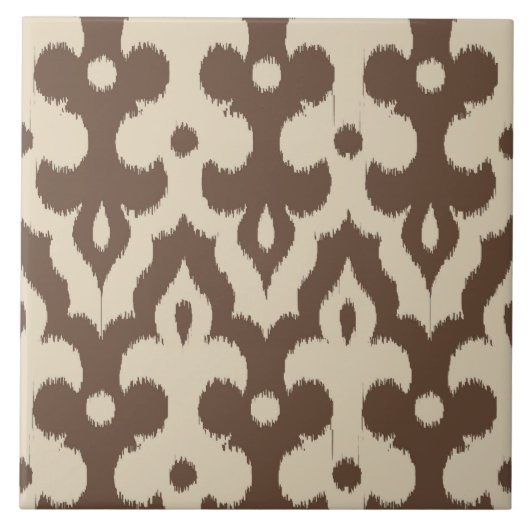 Moroccan Ikat Damask Pattern, Taupe en Beige Tegeltje (Voorkant)