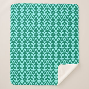 Moroccan Ikat Damask Pattern, Turquoise en Aqua Sherpa Deken
